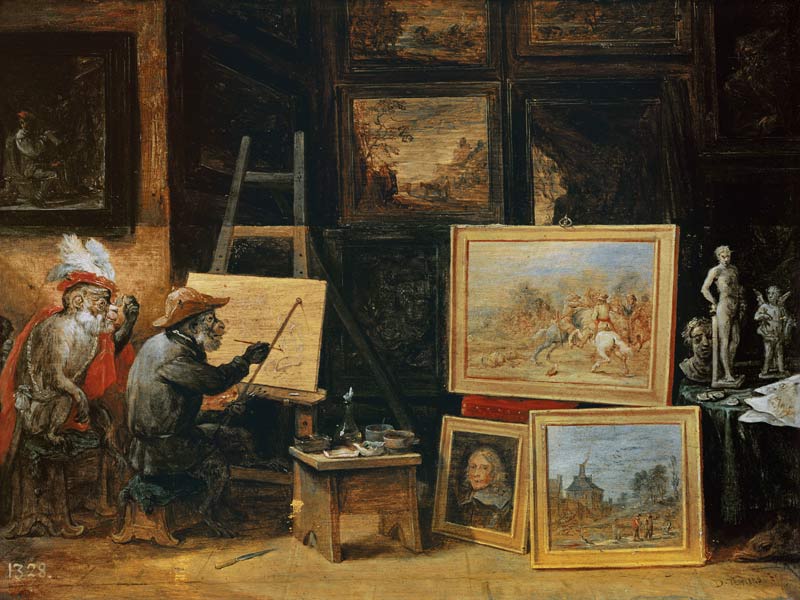 The Monkey Painter van David Teniers