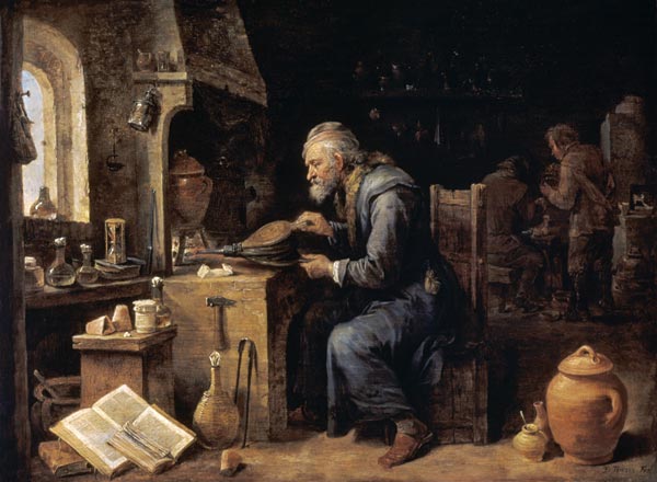 D.Teniers, An Alchemist, 1650s. van David Teniers