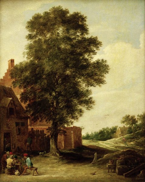 D.Teniers d.J., Wirtshaus unter Linde van David Teniers
