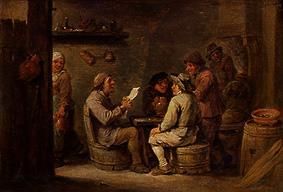 Gruppe im Wirtshaus mit Lesendem. van David Teniers