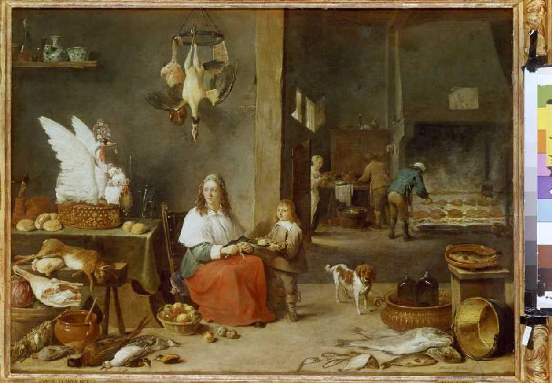 Küchen-Inneres. van David Teniers