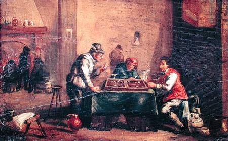 Men Playing Backgammon in a Tavern van David Teniers