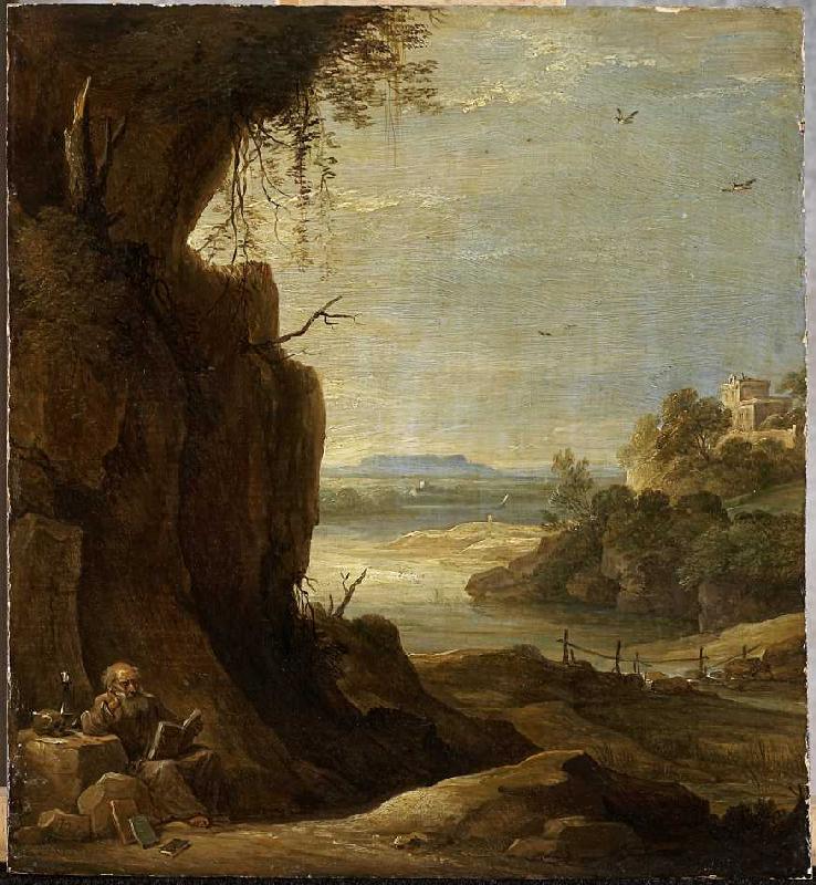 Südliche Landschaft mit Antonius dem Einsiedler. van David Teniers