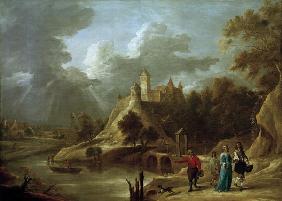 D.Teniers d.J., Landschaft mit Burg und