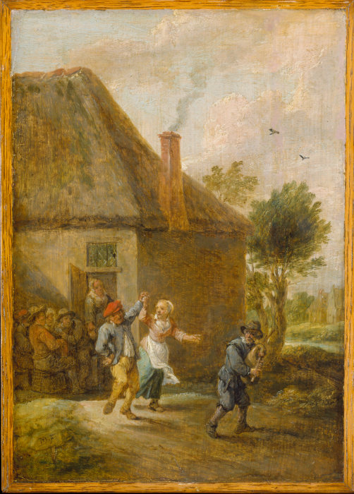 Peasants Dancing in Front of an Inn van David Teniers d. J.