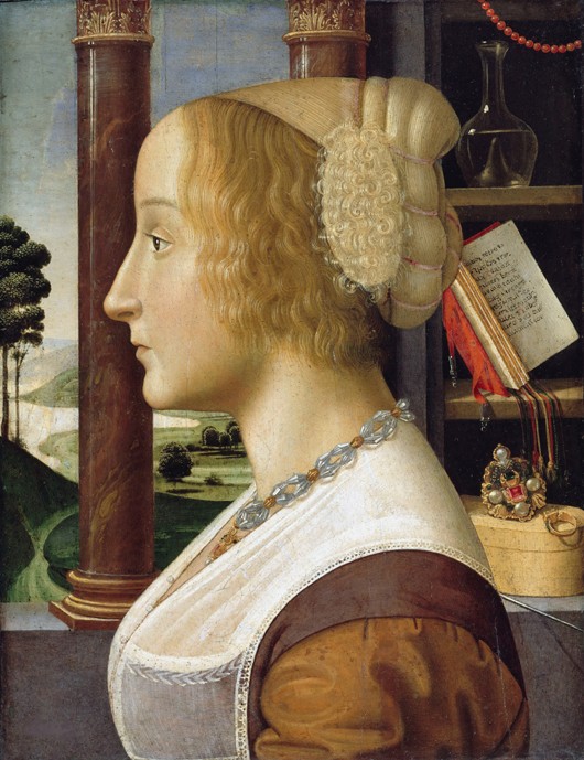 Profile Portrait of a Young Woman van Davide Ghirlandaio