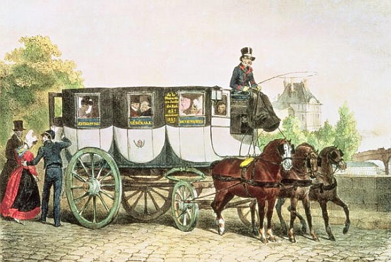 Entreprise Generale des Omnibus'', coach from Monnaie to Jardin du Roi, c.1815 van Denis-Auguste-Marie Raffet