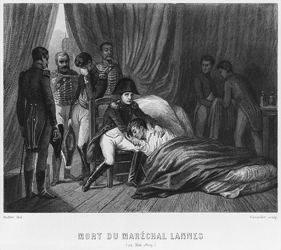 Last moments of Marshal Lannes, Duke of Montebello, at the battle of Essling on 22nd May 1809; engra van Denis-Auguste-Marie Raffet