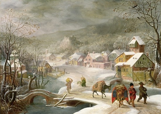 A Winter Landscape with Travellers on a Path van Denys van Alsloot