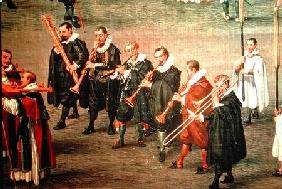 Musicians taking part in The Ommeganck in Brussels on 31st May 1615: Procession of Notre Dame de Sab