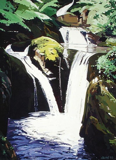 Pecca Twin Falls, Ingleton, 1997 (gouache on paper)  van Derek  Crow