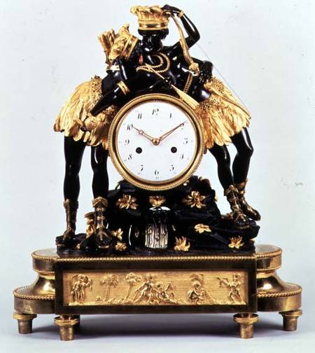 French Directoire ormolu and bronze clock van Deverberie et Companie