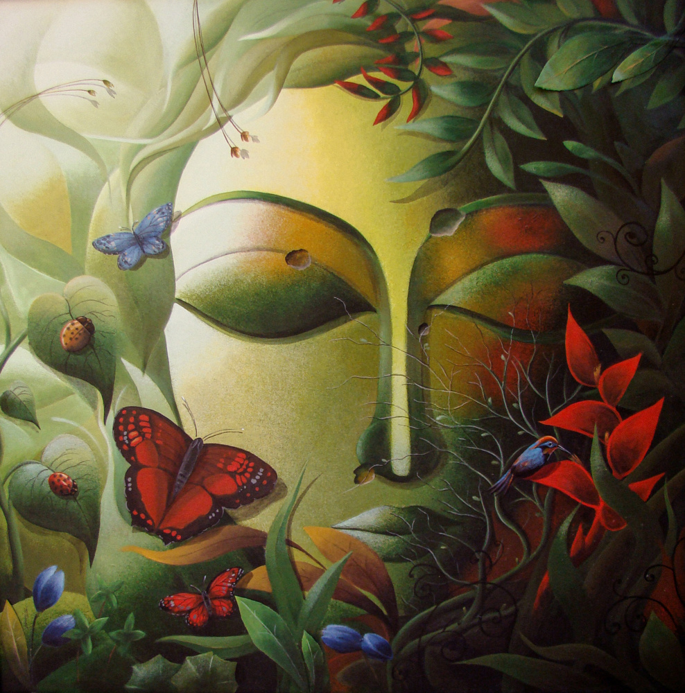 Green God (Buddha) van Dhananjoy Mukherjee