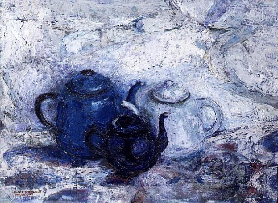 Three Blue Teapots, 1992 (board)  van Diana  Schofield