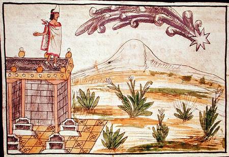 Montezuma II (1466-1520) watching a comet van Diego Duran