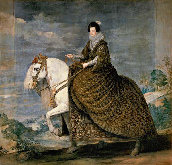 Isabella von Bourbon (Gemahlin Philipps IV.) zu Pferde van Diego Rodriguez de Silva y Velázquez