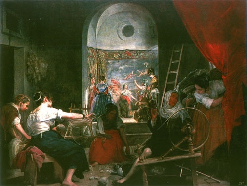 Die Teppichwirkerinnen (Las Hilanderas) van Diego Rodriguez de Silva y Velázquez