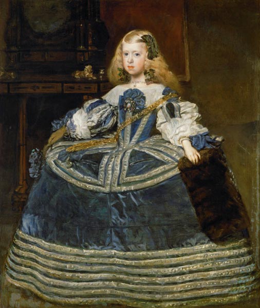 Infanta Margarita Teresa in blauwe jurk  van Diego Rodriguez de Silva y Velázquez