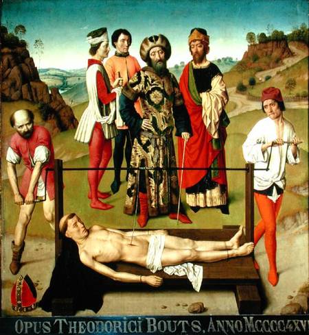 The Martyrdom of Saint Erasmus, central panel from the Triptych of Saint Erasmus van Dieric Bouts d. Ä.