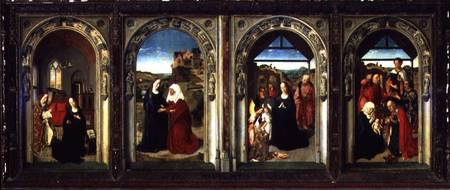 Triptych showing the Annunciation, the Visitation, the Adoration of the Angels and the Adoration of van Dieric Bouts d. Ä.