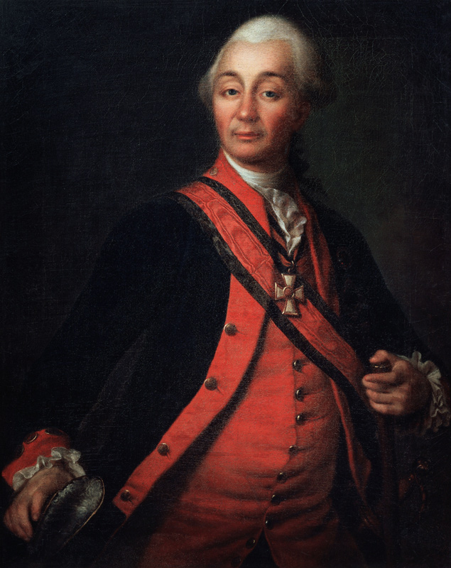 Portrait of Field Marshal Generalissimo Prince Alexander Suvorov (1729–1800) van Dimitrij Grigorjewitsch Lewizkij