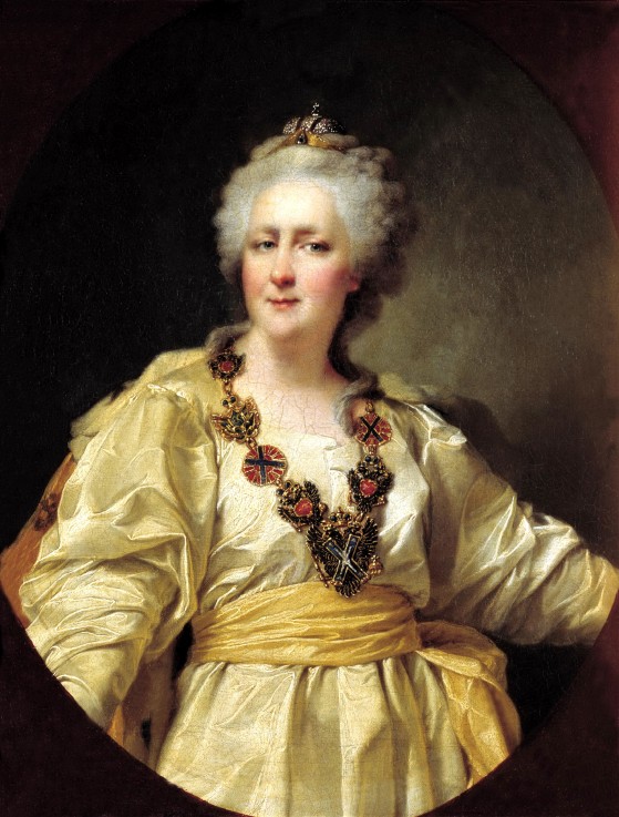 Portrait of Empress Catherine II (1729-1796) van Dimitrij Grigorjewitsch Lewizkij