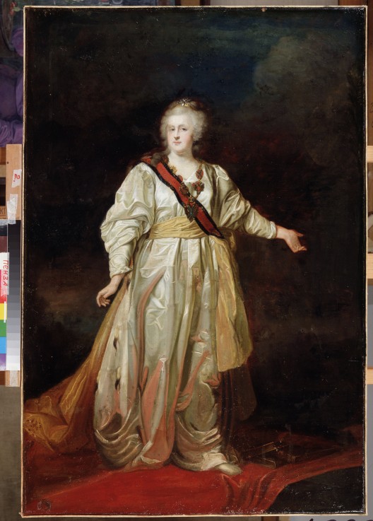 Portrait of Empress Catherine II (1729-1796) van Dimitrij Grigorjewitsch Lewizkij