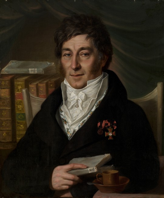 Portrait of Alexander Stakhiev (1724-1796) van Dimitrij Grigorjewitsch Lewizkij