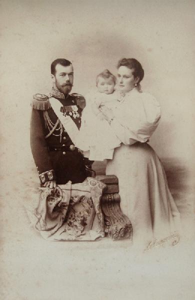 Portrait of Nicholas II of Russia with Alexandra Fyodorovna and Daughter Olga