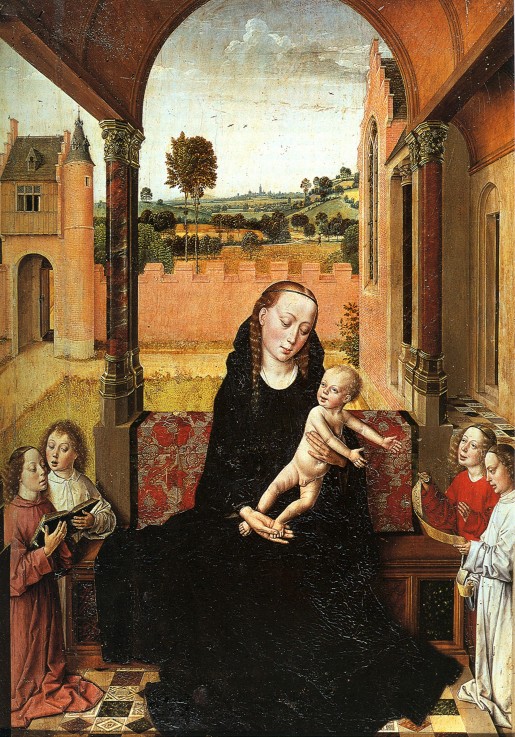 Madonna with Child and Four Angels van Dirck Bouts