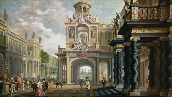 Großer Gartenpalast. (Figuren evtl. von Anthonie Palamedes) van Dirck van Delen