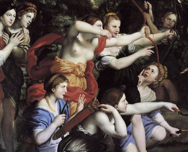 Domenichino, Jagd der Diana, Ausschnitt van Domenichino (eigentl. Domenico Zampieri)