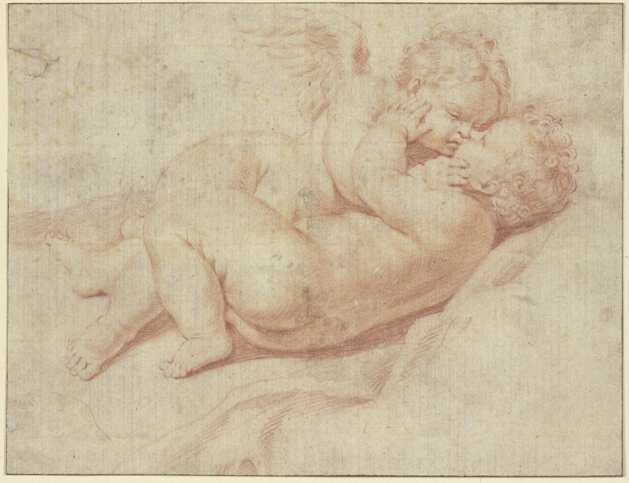 Zwei einander umarmende Amoretten van Domenichino (eigentl. Domenico Zampieri)
