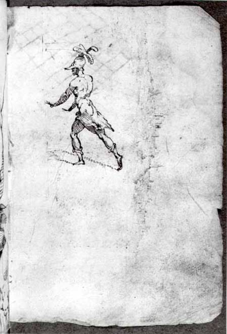 Sketch of a warrior (pen & ink) van Domenico Beccafumi