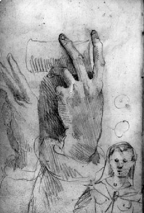 Studies of a hand and a woman