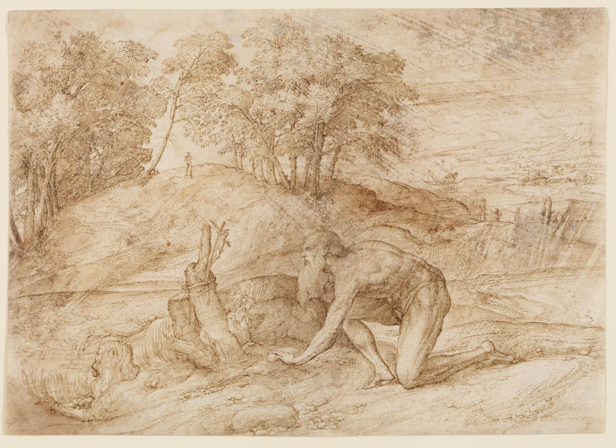 Landscape with St Jerome van Domenico Campagnola
