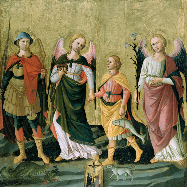 The Three Archangels and Tobias van Domenico  di Michelino