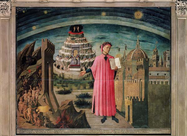 Dante and his poem the 'Divine Comedy', 1465 (tempera on panel) van Domenico  di Michelino