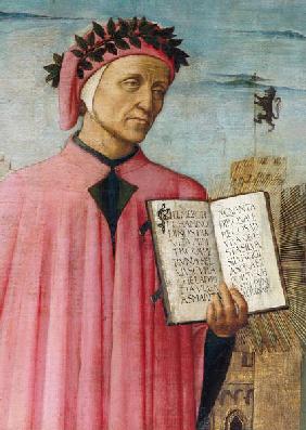 Dante reading from the 'Divine Comedy', detail of Dante Alighieri (1265-1321)
