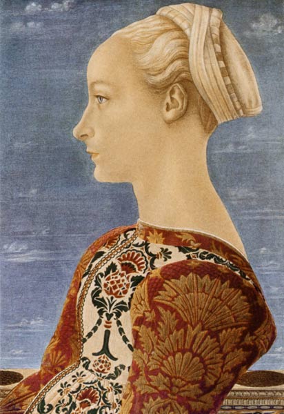 Profilbild einer jungen Dame van Domenico Veneziano