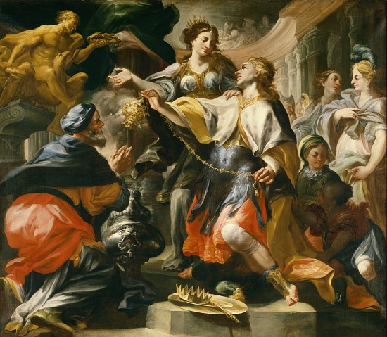 Solomon Worshiping the Pagan Gods van Domenico Antonio Vaccaro