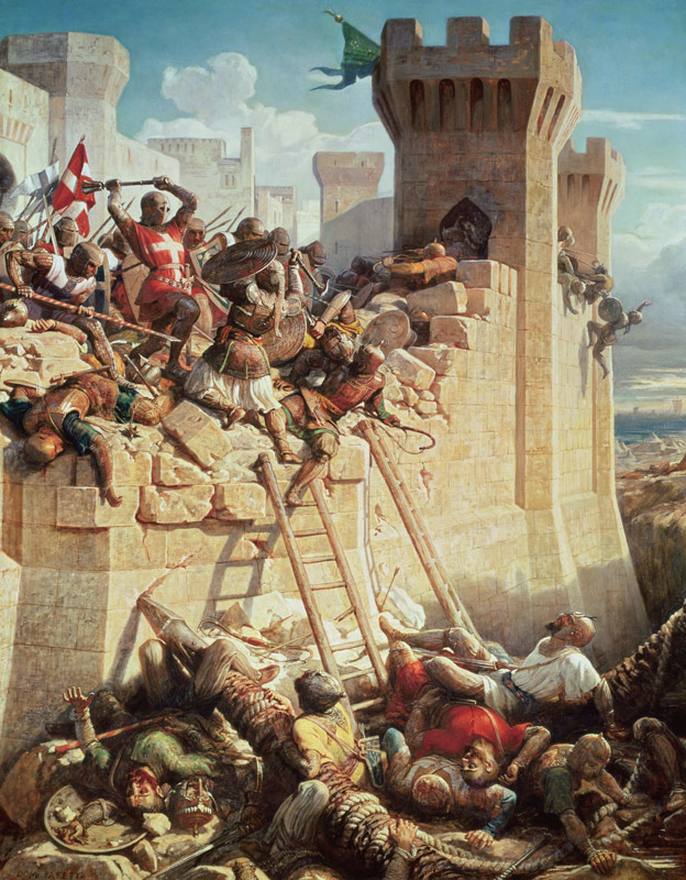 Guillaume de Clermont defending Ptolemais (Acre) in 1291 van Dominique Louis Ferreol Papety