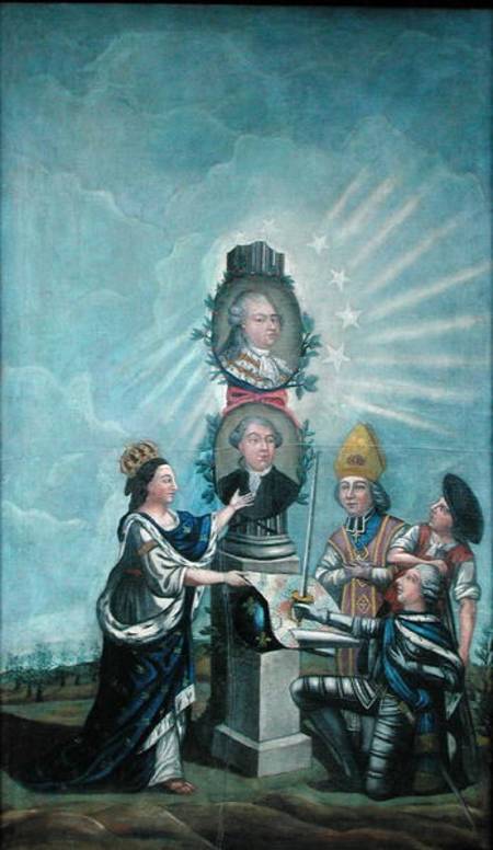 France Receiving the Wishes of the Nation from the Three Orders and presenting them to Louis XVI (17 van Dubois