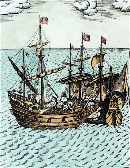 A Spanish Treasure Ship Plundered Francis Drake (c.1540-96) in the Pacific van Dutch School
