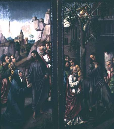 Christ taking leave of his mother; Christ's entry into Jerusalem van Dutch School