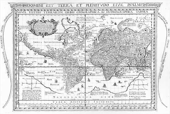 Nova Totius Terrarum Orbis Geographica Ac Hydrographica Tabula van Dutch School