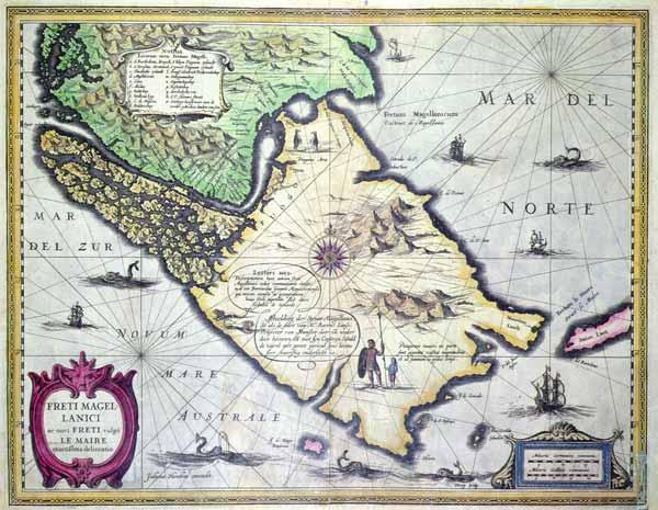 Map of the Magellan Straits, Patagonia