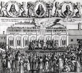 The Beheading of King Charles I (1600-49) 1649 (engraving) (b/w photo)