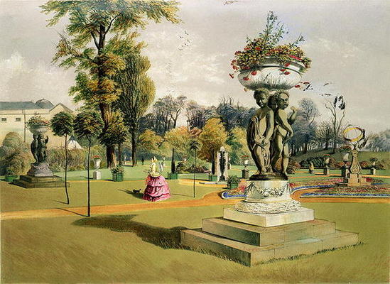 The Terrace Garden, Woburn Abbey (chromolitho) van E. Adveno Brooke