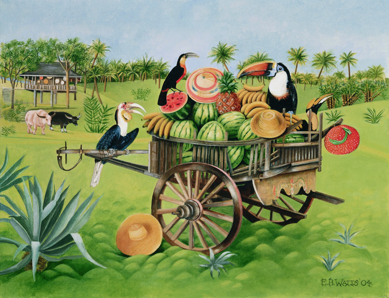 Toucans and Watermelons in Old Thai Cart van E.B.  Watts